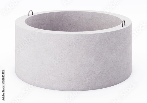Concrete ring for well on white background. 3D rendering