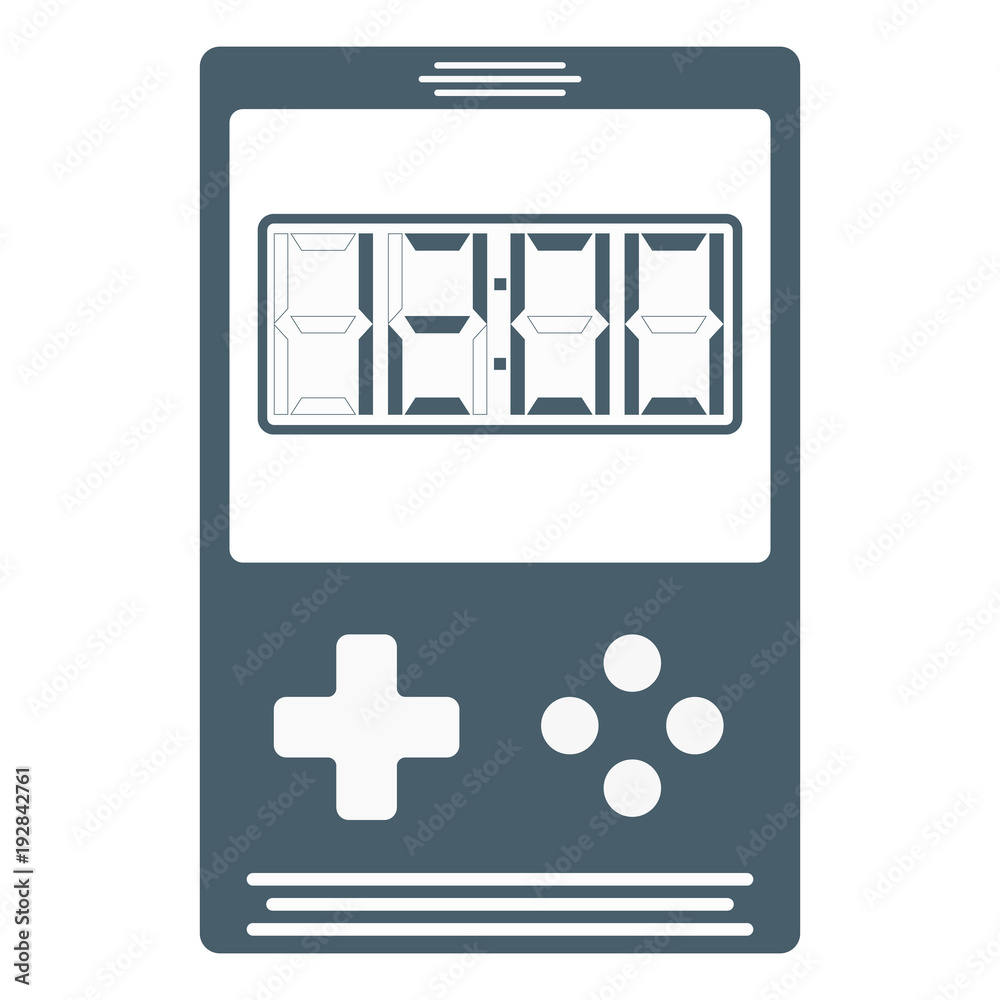 Vector illustration, Icon. Hours and time. game console with digital clock. Vector illustration, Icon. Hours and time. game console with digital clock.