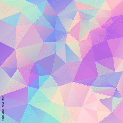 vector abstract irregular polygonal background - triangle low poly pattern - cute pastel unicorn color spectrum - hologram