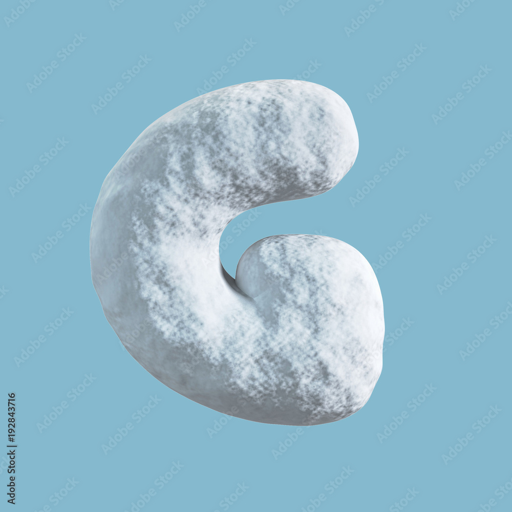 Snow Font. 3d rendering isolated on blue background. Letter G Snow Font. 3d rendering isolated on blue background. Letter G