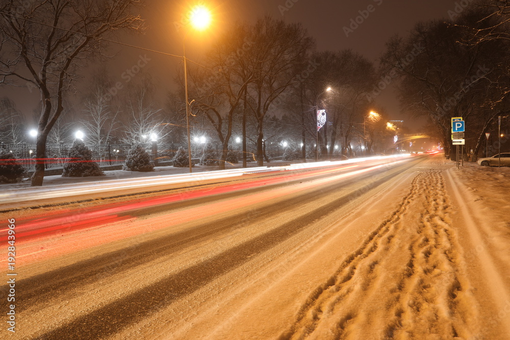 winter road night