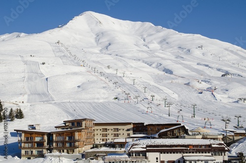 Ski slopes in the ski resort of Passo del Tonale in Italy. photo