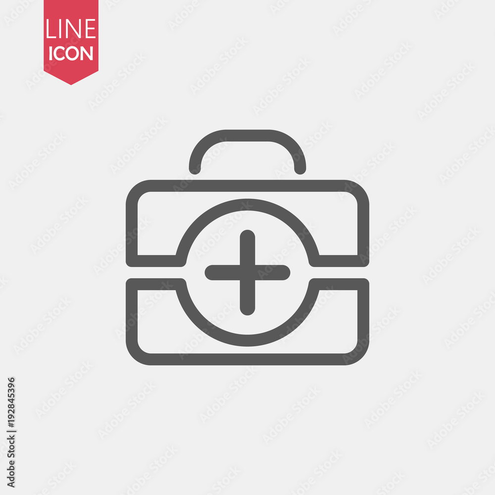 Medical line suitcase icon on white background Medical line suitcase icon on white background