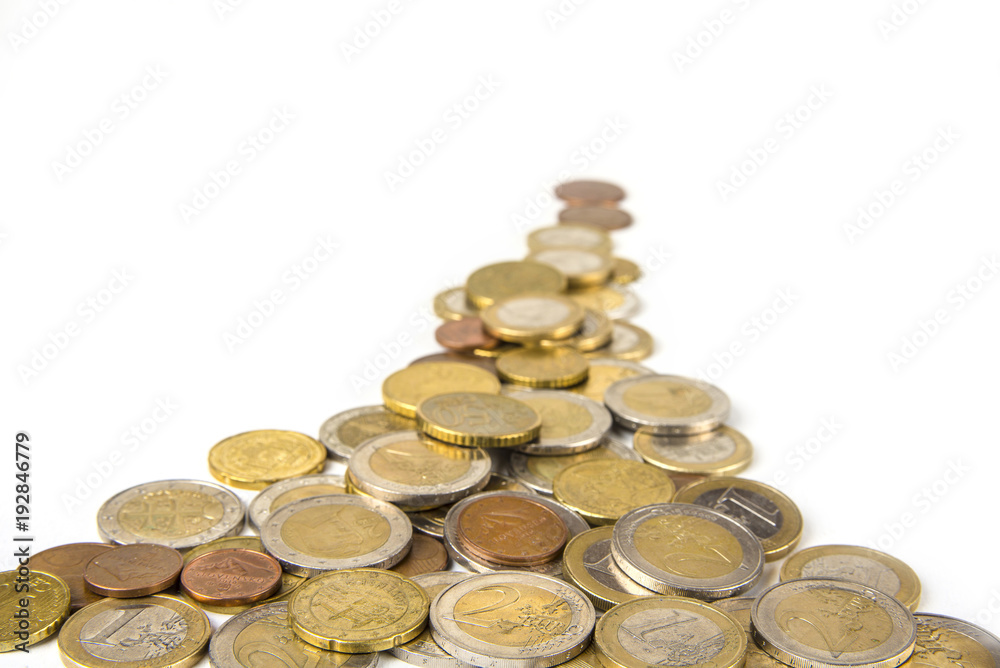 Stack of euro coins on the white background Stack of euro coins on the white background
