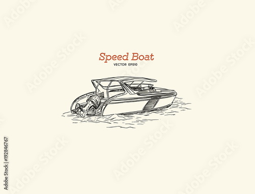 Transport of speedboat hand draw Royalty Free Vector Image