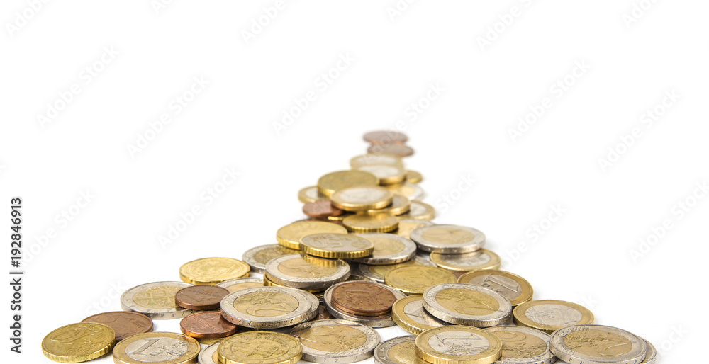 Stack of euro coins on the white background Stack of euro coins on the white background