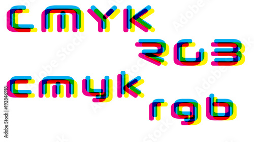 CMYK RGB colorful words template vector illustration.