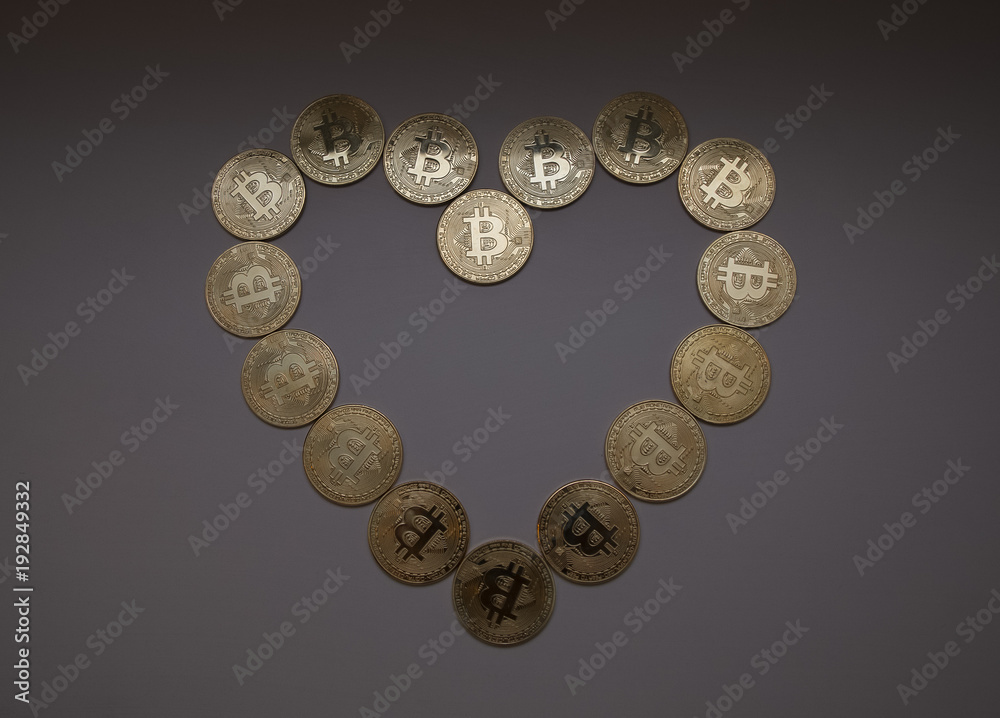 frame of bitcoins in the form of a circle, square and heart frame of bitcoins in the form of a circle, square and heart