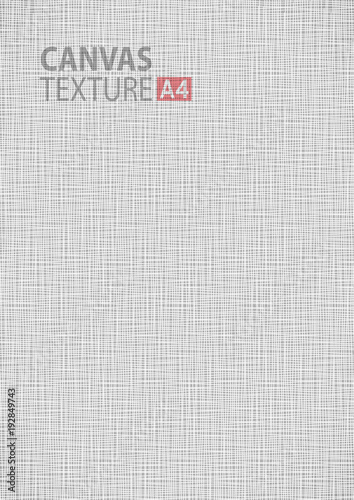 Light gray white line fabric canvas burlap texture in A4 vector size background,  thread gray pattern a4 vector backdrop vertical format. Vector fabric canvas background illustration.