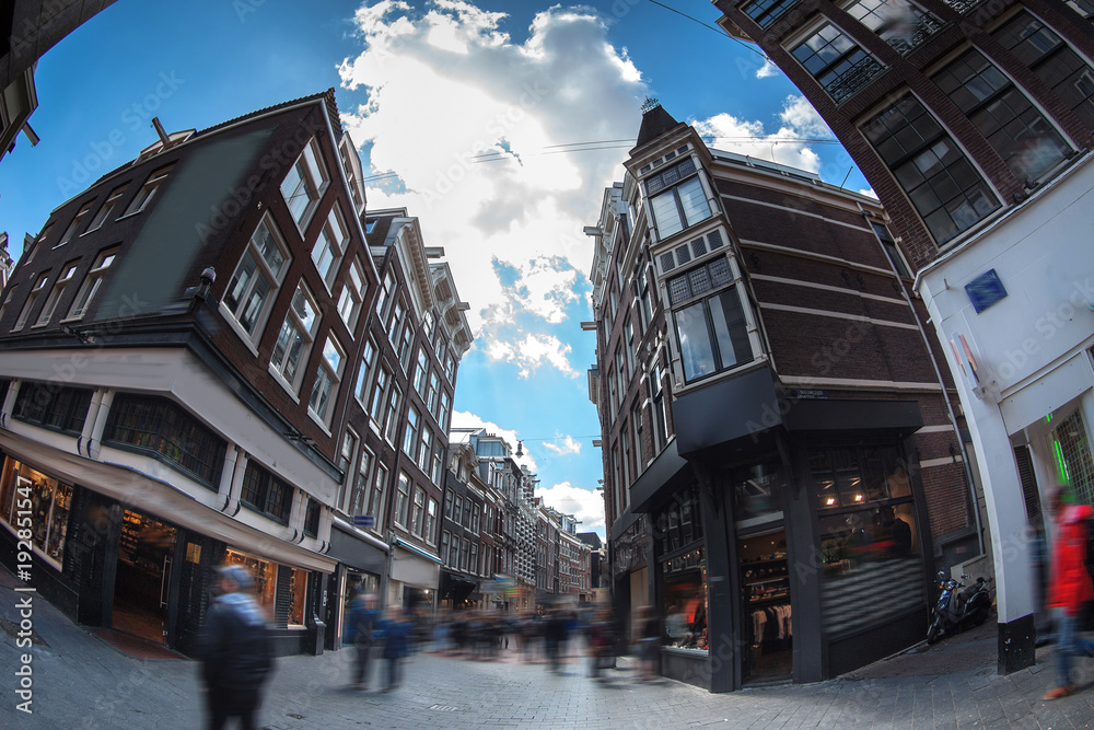 Fototapeta premium Traditional old buildings in Amsterdam