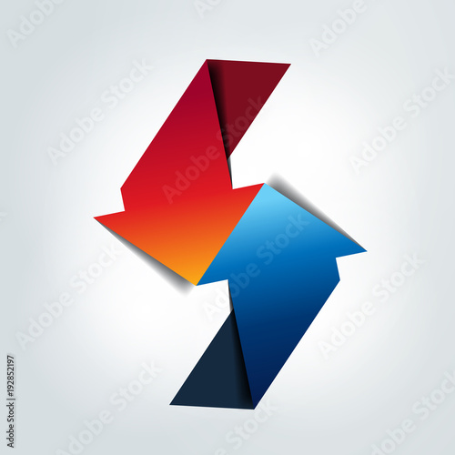 Two arrows in different direction infographic, chart, scheme, diagram.