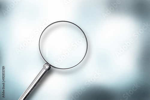 Billede på lærred reading magnifying glass blue colored surface 3d illustration