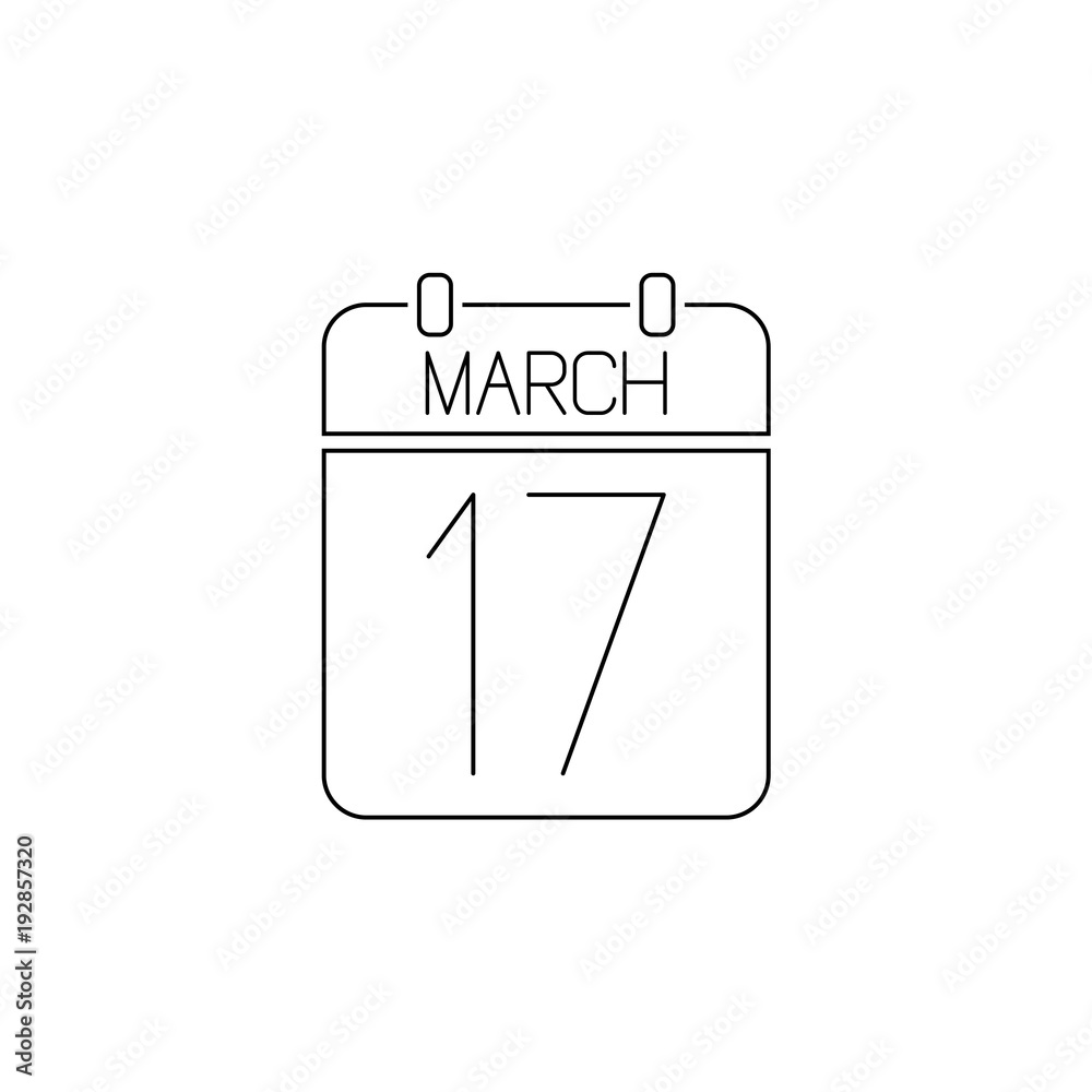 17 march line icon. Vector sign. Saint Patrick's Day calendar 17 march line icon. Vector sign. Saint Patrick's Day calendar