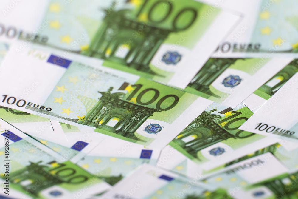 Euro currency, background image, hundreds of green Euro currency, background image, hundreds of green