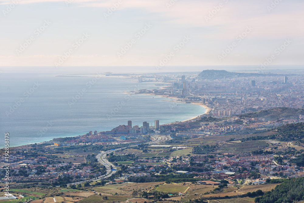 Barcelona skyline and coast