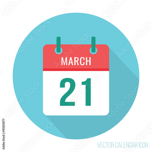 21 March calendar icon flat color