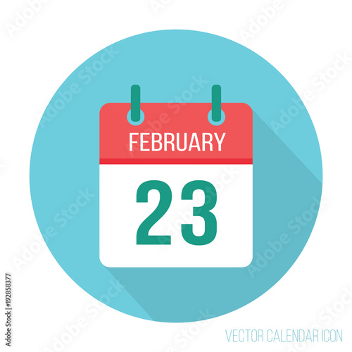 23 February calendar icon flat
