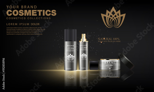 Luxury cosmetic Bottle package skin care cream, Beauty cosmetic product poster.Vector Illustration.