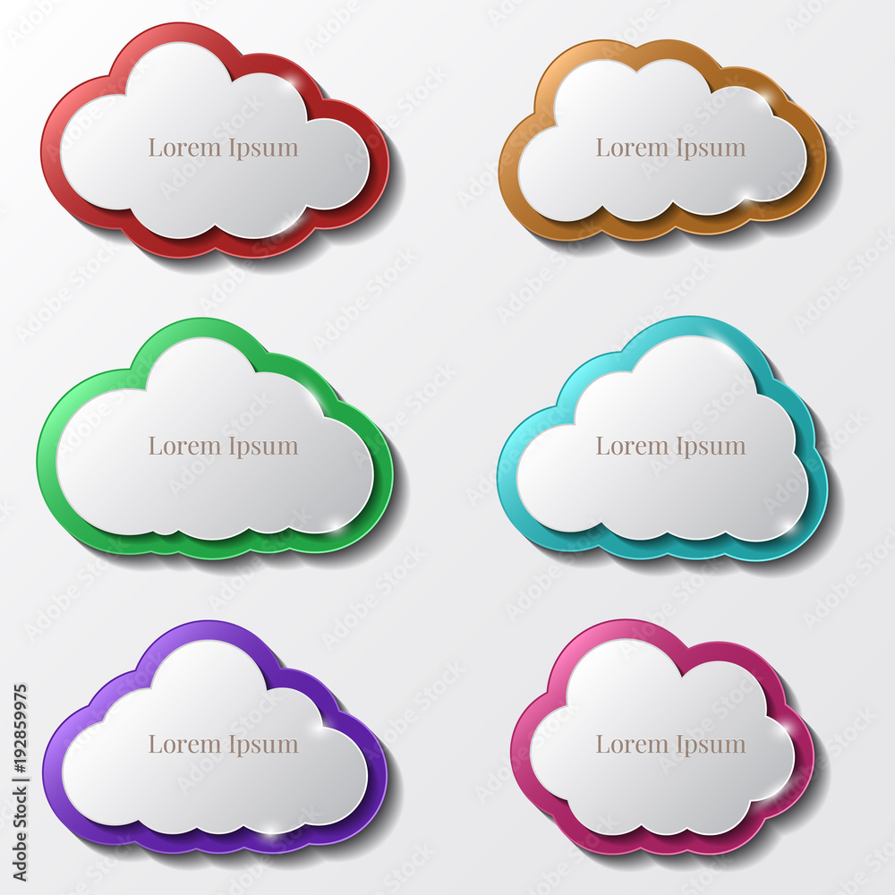 Vector modern clouds banners set. Vector modern clouds banners set.