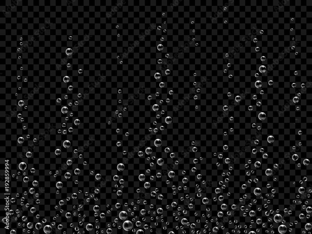 Fizzing air bubbles on black background. Underwater oxygen texture of water or drink. Fizzy bubbles in soda water, champagne, sparkling wine, lemonade, aquarium, sea, ocean. Realistic 3d illustration. Fizzing air bubbles on black background. Underwater oxygen texture of water or drink. Fizzy bubbles in soda water, champagne, sparkling wine, lemonade, aquarium, sea, ocean. Realistic 3d illustration.