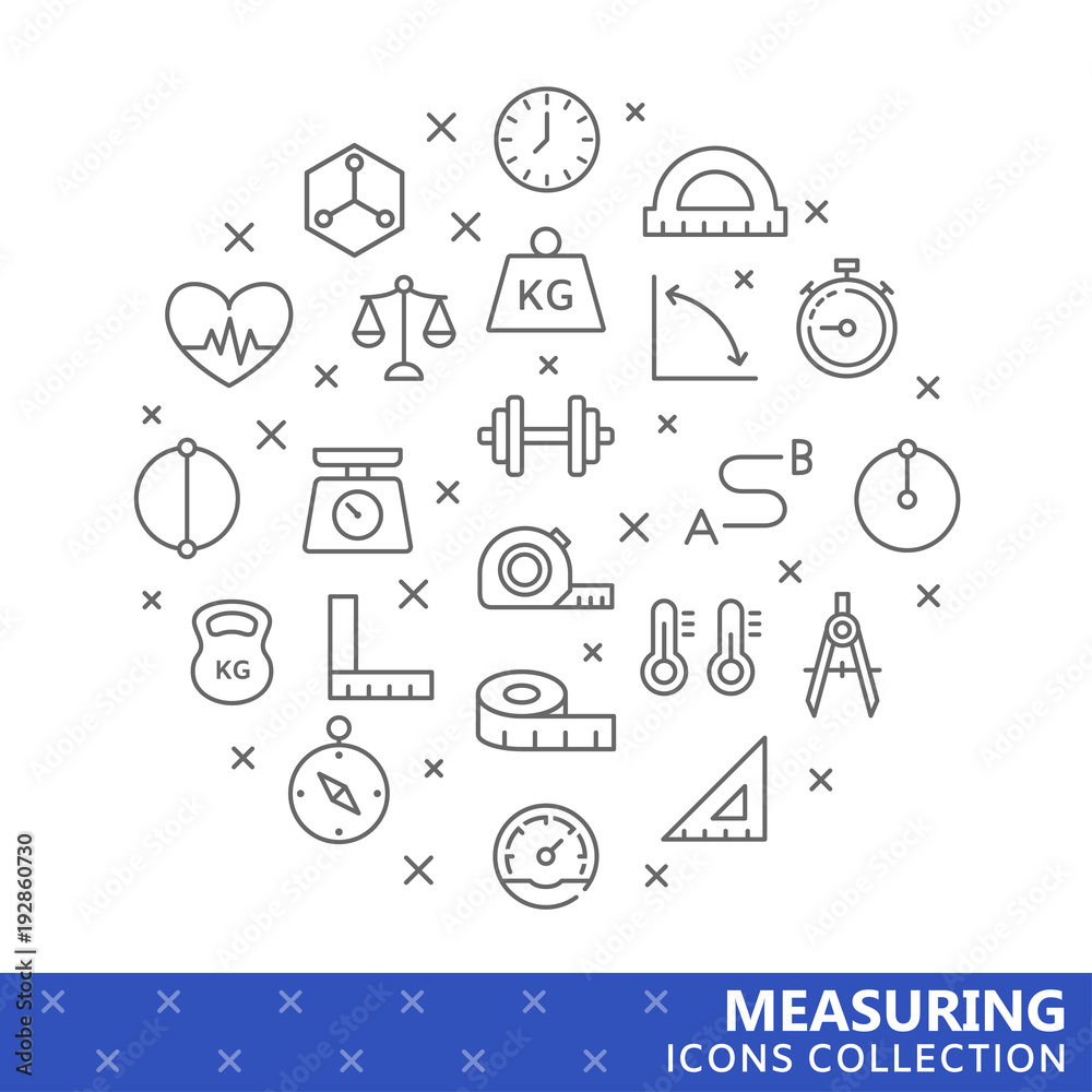 Collection of measuring thin line icons Collection of measuring thin line icons