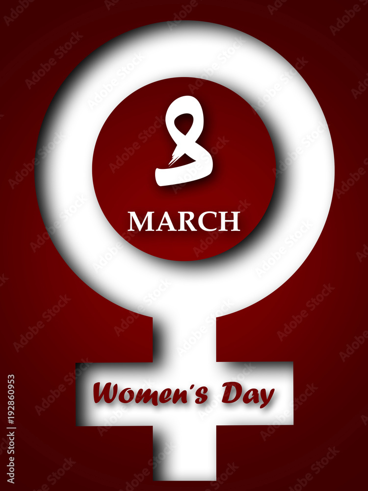 March 8 Greeting Card. International Woman s Day. Red Background March 8 Greeting Card. International Woman s Day. Red Background