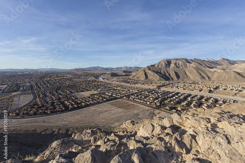 Desert suburban view from t...