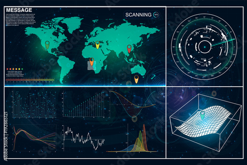 HUD.Radar screen. Vector illustration for your design. Technology background.Futuristic user interface. 