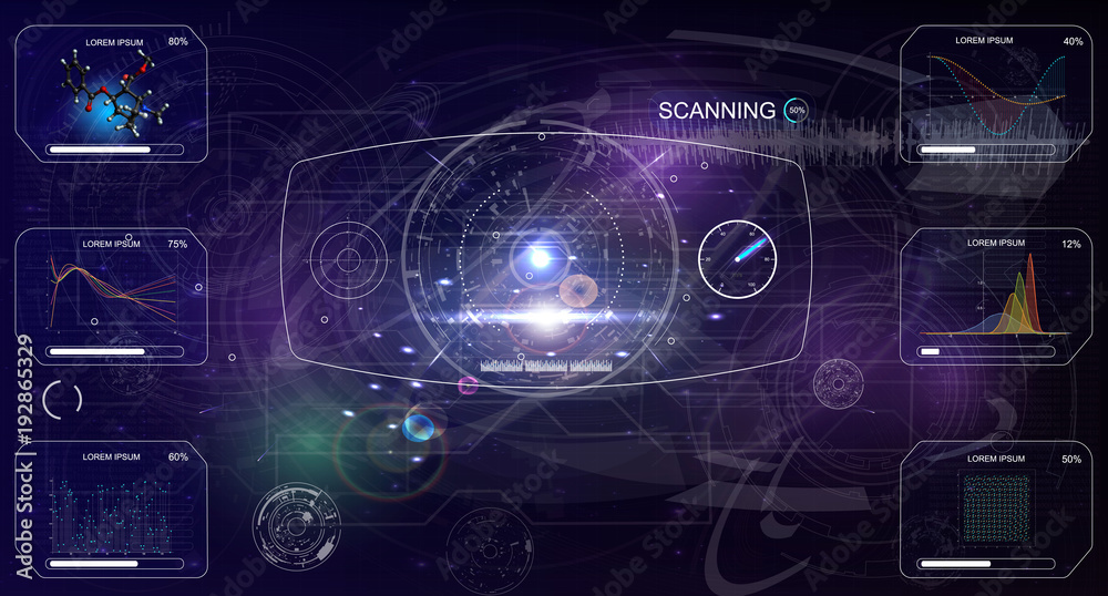 HUD.Radar screen. Vector illustration for your design. Technology background.Futuristic user interface. 