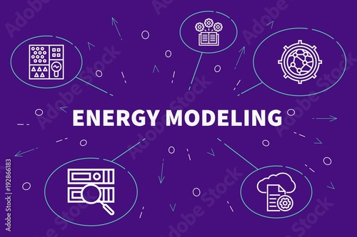 Business illustration showing the concept of energy modeling