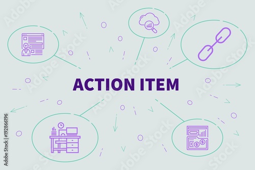 Business illustration showing the concept of action item