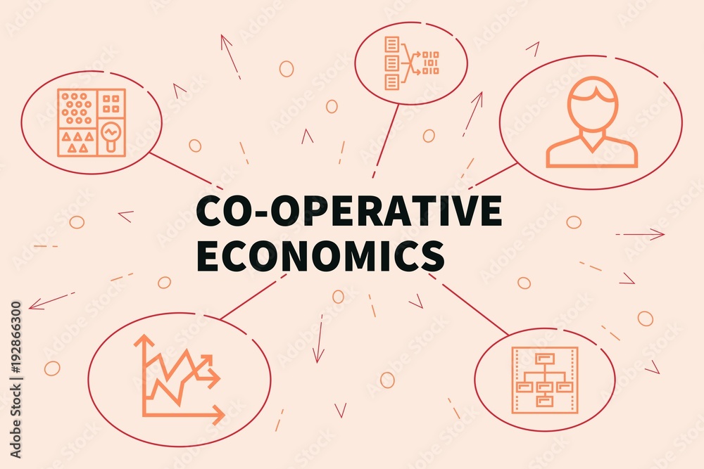 Obraz premium Business illustration showing the concept of co-operative economics