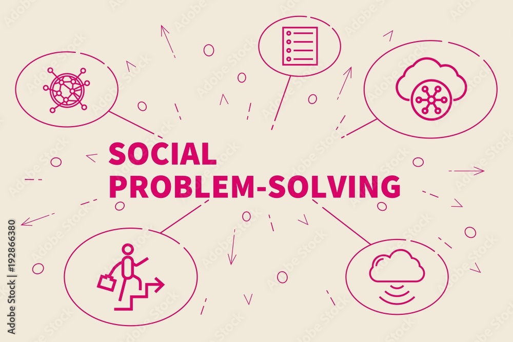 Business illustration showing the concept of social problem-solving