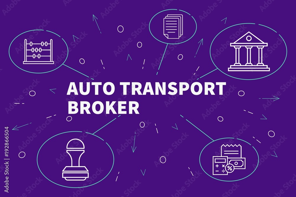 Business illustration showing the concept of auto transport broker