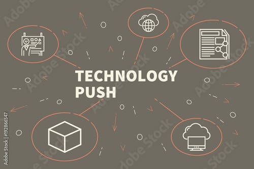 Business illustration showing the concept of technology push