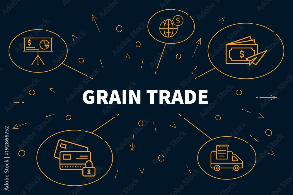 Business illustration showing the concept of grain trade Business illustration showing the concept of grain trade