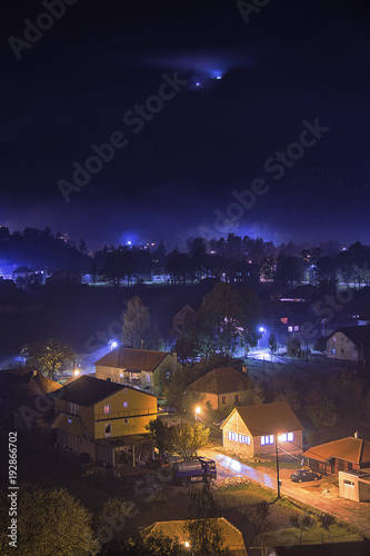 city at night - Cetinje in the Fog
