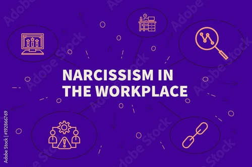 Business illustration showing the concept of narcissism in the workplace