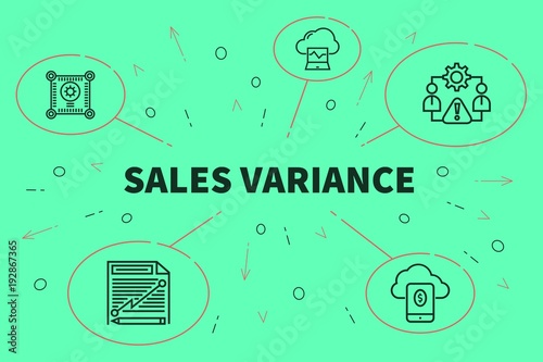 Business illustration showing the concept of sales variance