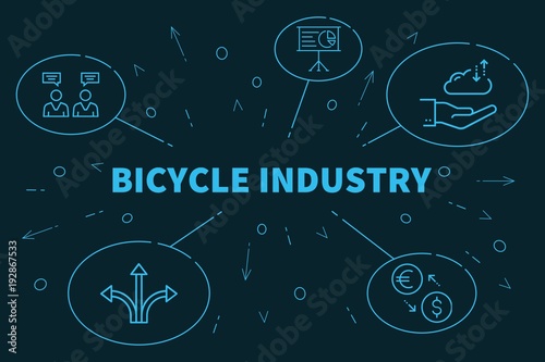 Business illustration showing the concept of bicycle industry