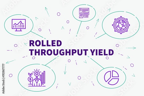Business illustration showing the concept of rolled throughput yield