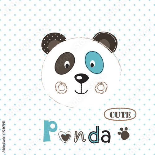 Fototapeta Naklejka Na Ścianę i Meble -  Vector  illustration with cute panda