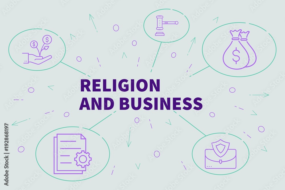 Fototapeta premium Business illustration showing the concept of religion and business
