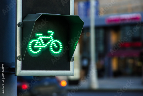 Green light for bicycle lane on traffic light
