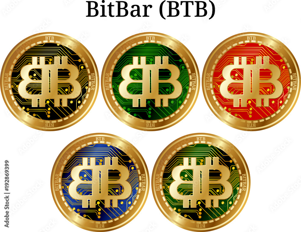 Set of physical golden coin BitBar (BTB)