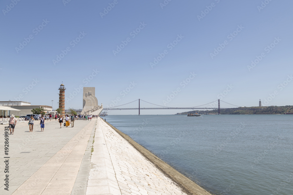 Tajo Estuary in Lisbon from the monument to the discoverers, Portugal, Europe