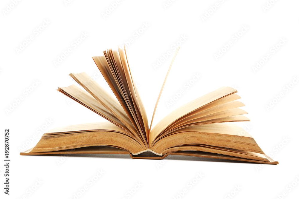 Fototapeta premium Open old book isolated on a white background