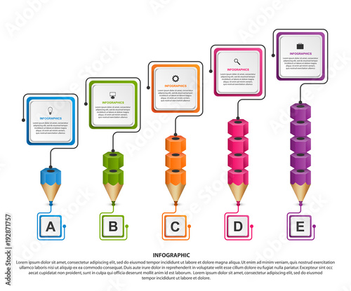 Infographics template with pencil. Can be used for education or business presentations, information banner.