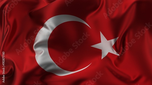 beautiful turkish flag made of silk. 3d illustration. photo