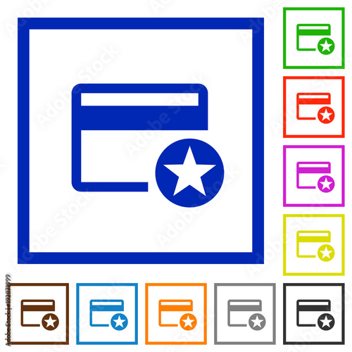 Primary credit card flat framed icons